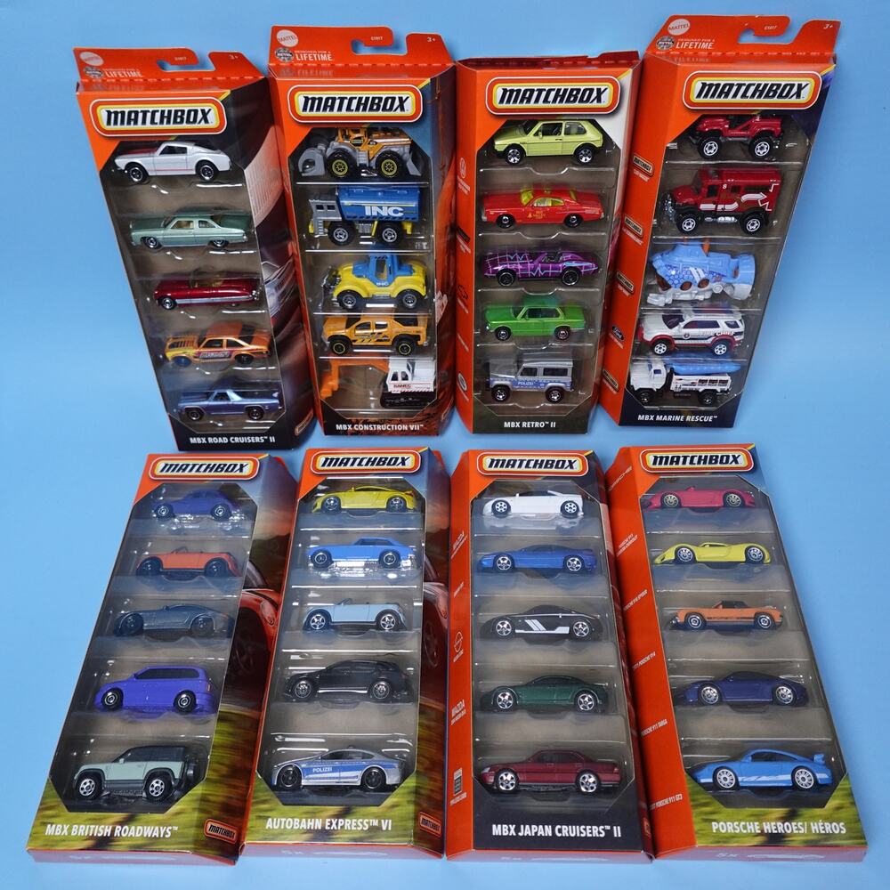 Matchbox 5-Pack Lot of 8 Sets Porsche Mercedes Japan Cruisers Autobahn Cars NEW